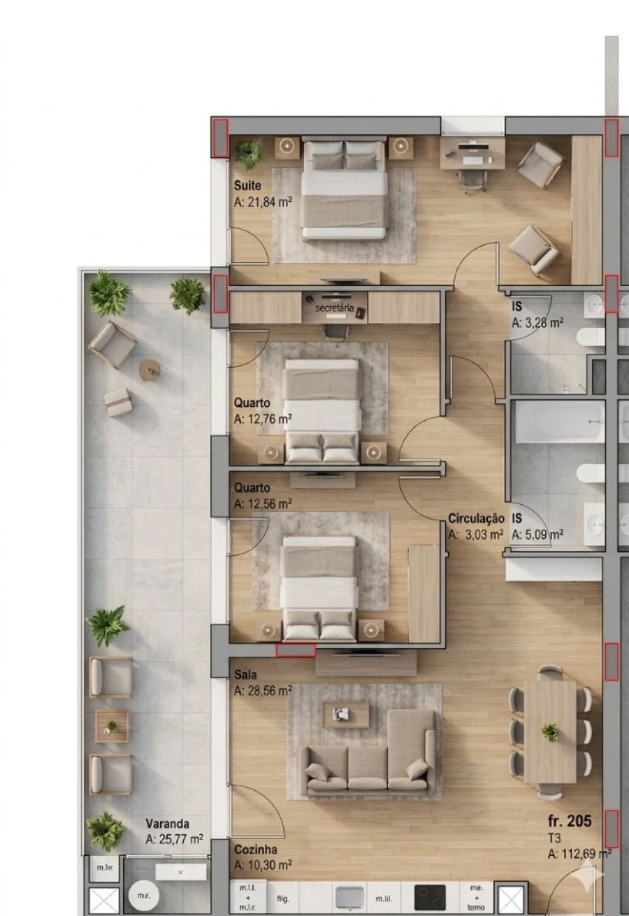 Apartamento T3 para Venda em Camarate, Unhos e Apelação Planta 1