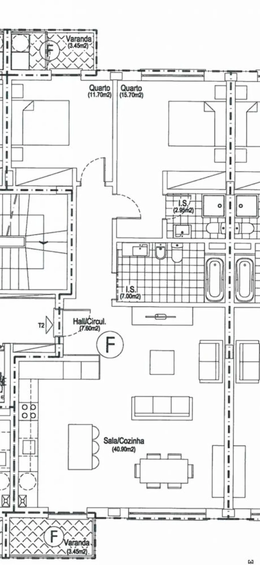 Apartamento T2 para Venda em Glória e Vera Cruz Planta 1