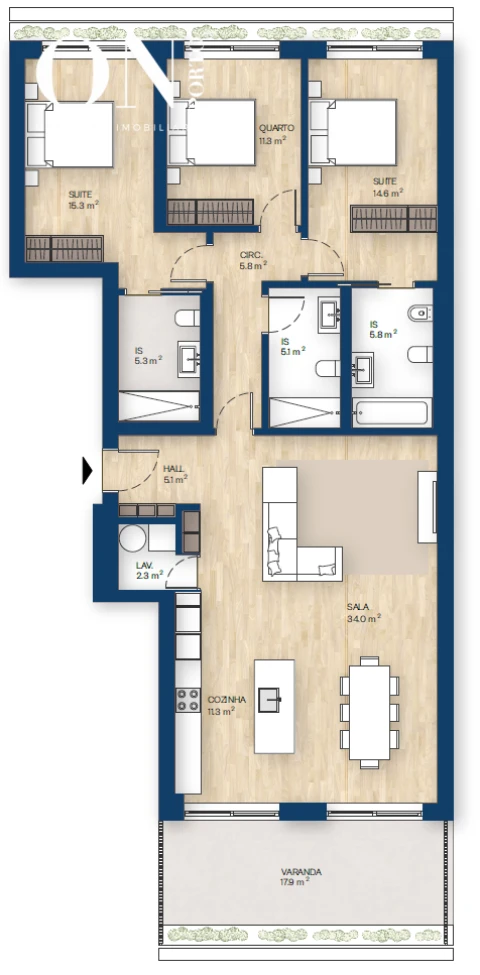 Apartamento T3 para Venda em Canidelo