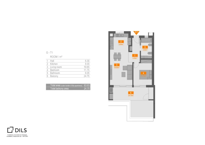 Apartamento T1 para Venda em Portimão Planta 1