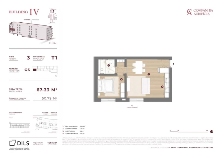 Apartamento T1 para Venda em Cedofeita, Santo Ildefonso, Sé, Miragaia, São Nicolau e Vitória Planta 1