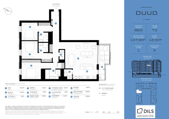Apartamento T3 para Venda em Avenidas Novas Planta 1