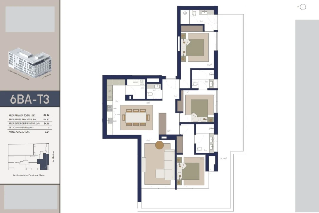 Apartamento T3 para Venda em Matosinhos e Leça da Palmeira Planta 2