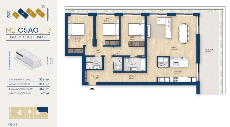 Apartamento T3 para Venda em Santa Marinha e São Pedro da Afurada Planta 1