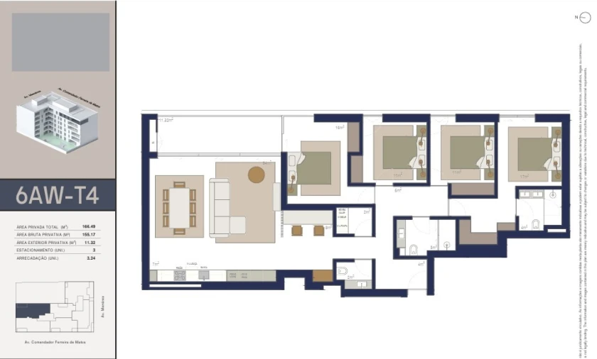 Apartamento T4 para Venda em Matosinhos e Leça da Palmeira Planta 2