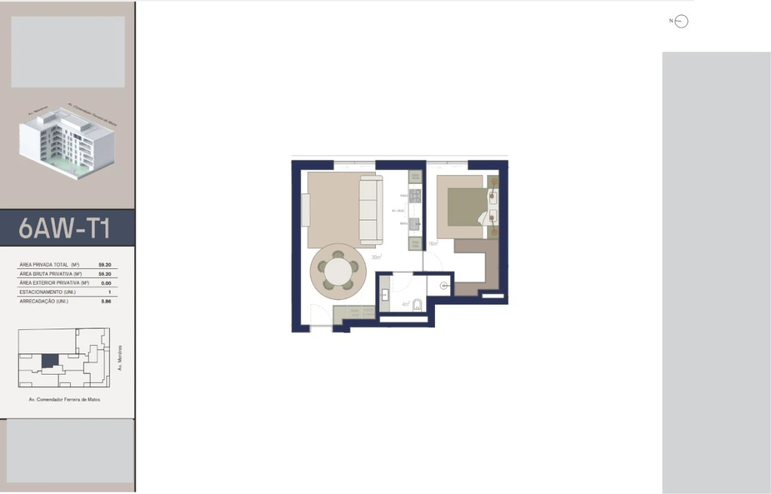 Apartamento T1 para Venda em Matosinhos e Leça da Palmeira Planta 2