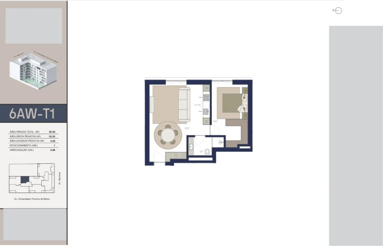 Apartamento T1 para Venda em Matosinhos e Leça da Palmeira Planta 2