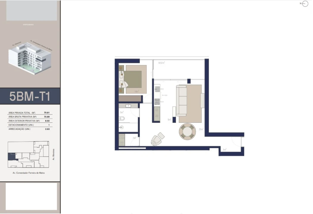 Apartamento T1 para Venda em Matosinhos e Leça da Palmeira Planta 2