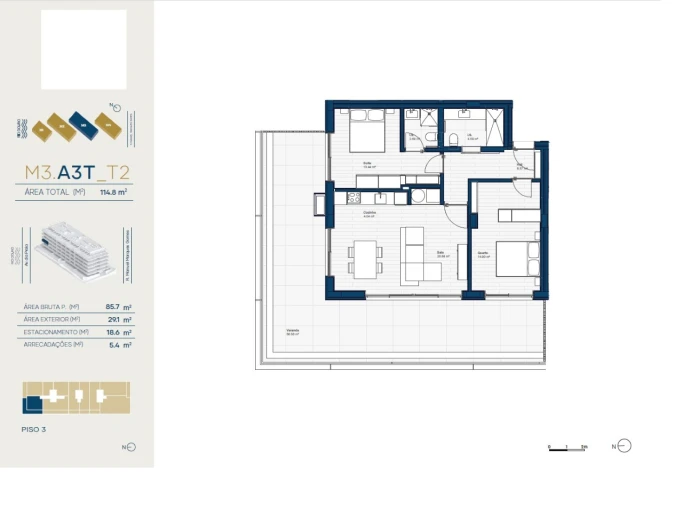 Apartamento T2 para Venda em Santa Marinha e São Pedro da Afurada Planta 1