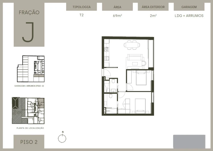 Apartamento T2 para Venda em Matosinhos e Leça da Palmeira Planta 1