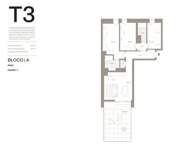 Apartamento T3 para Venda em Santa Marinha e São Pedro da Afurada Planta 1