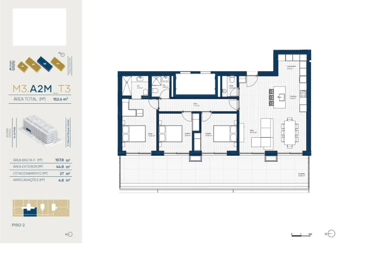 Apartamento T3 para Venda em Santa Marinha e São Pedro da Afurada Planta 1