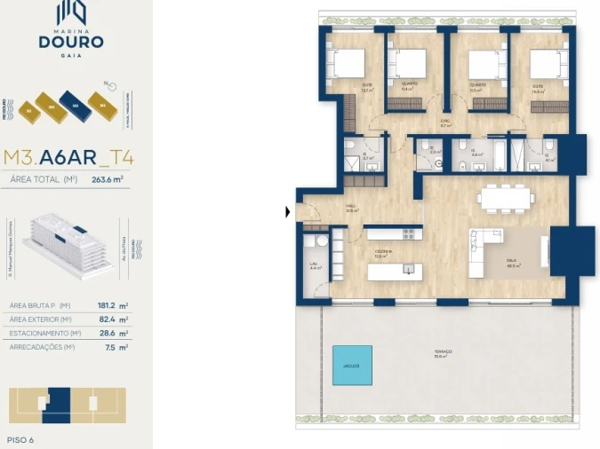 Apartamento T4 para Venda em Santa Marinha e São Pedro da Afurada Planta 1