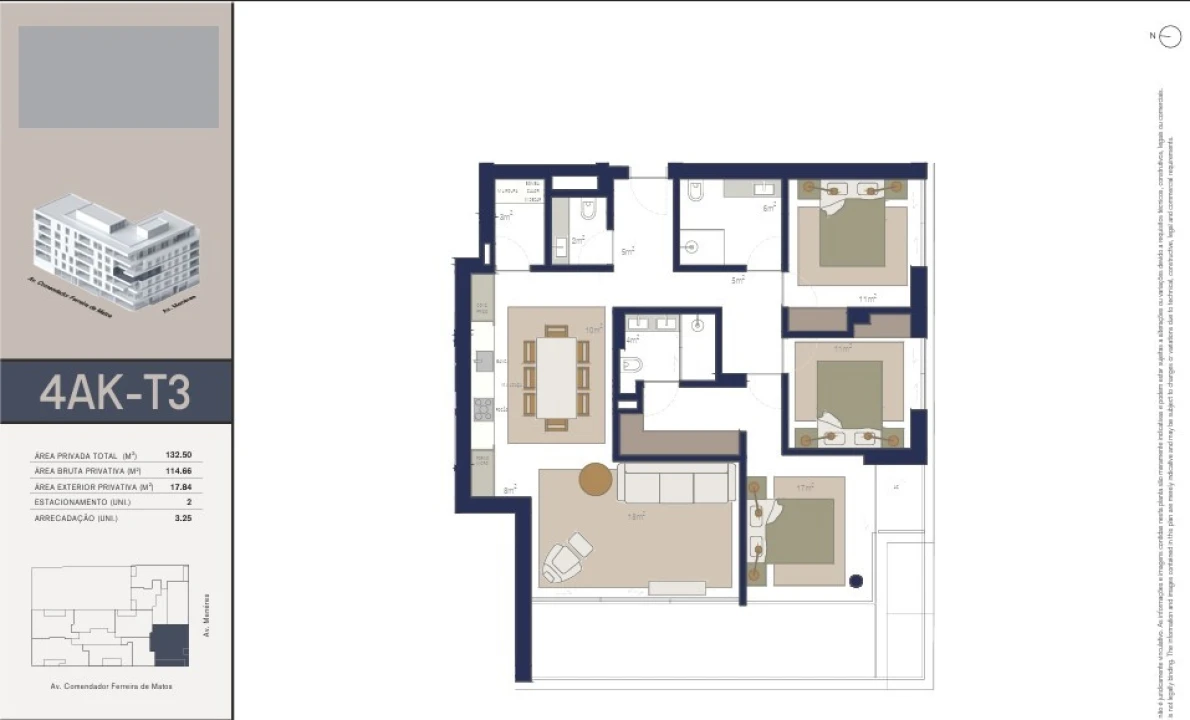 Apartamento T3 para Venda em Matosinhos e Leça da Palmeira Planta 2