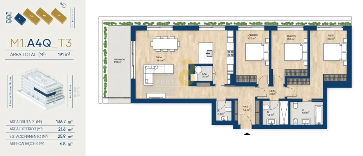 Apartamento T3 para Venda em Santa Marinha e São Pedro da Afurada Foto 23