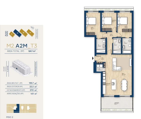Apartamento T3 para Venda em Santa Marinha e São Pedro da Afurada Planta 1
