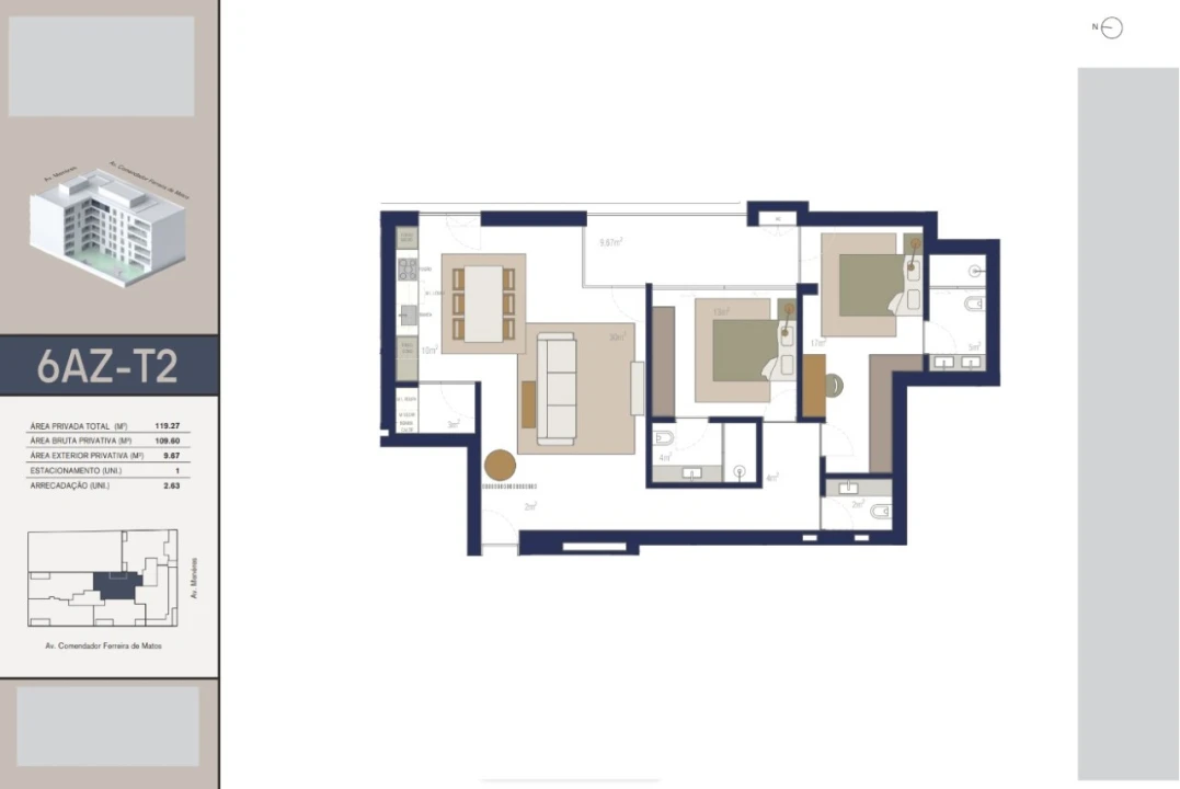 Apartamento T2 para Venda em Matosinhos e Leça da Palmeira Planta 2