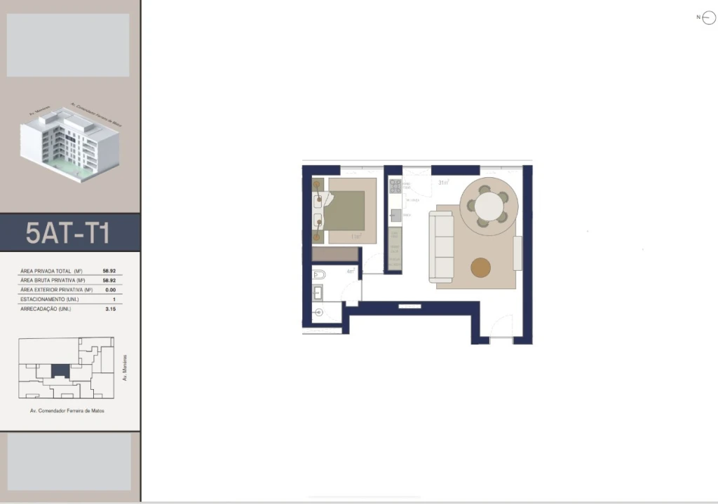Apartamento T1 para Venda em Matosinhos e Leça da Palmeira Planta 2