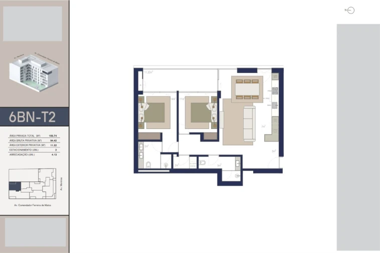 Apartamento T2 para Venda em Matosinhos e Leça da Palmeira Planta 2