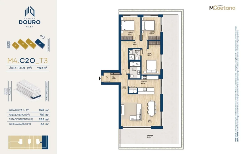 Apartamento T3 para Venda em Santa Marinha e São Pedro da Afurada Planta 1
