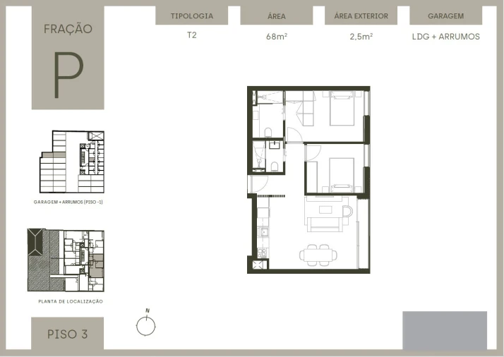 Apartamento T2 para Venda em Matosinhos e Leça da Palmeira Planta 1