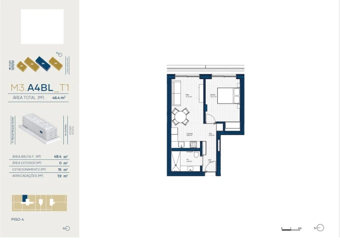 Apartamento T1 para Venda em Santa Marinha e São Pedro da Afurada Planta 1