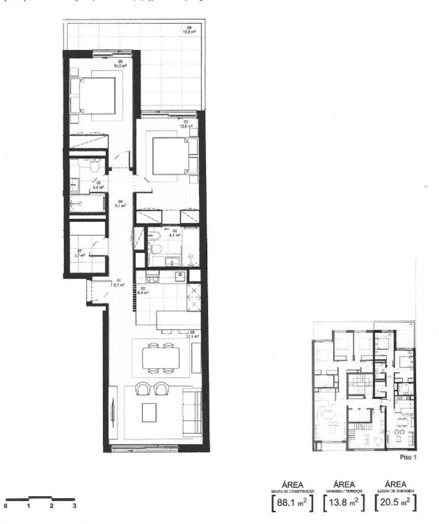 Apartamento T2 para Venda em Matosinhos e Leça da Palmeira Planta 1