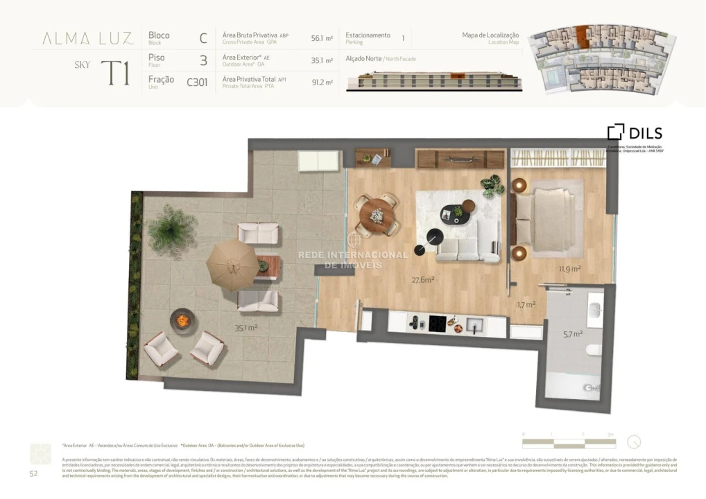 Apartamento T3 para Venda em Santa Luzia Foto 2