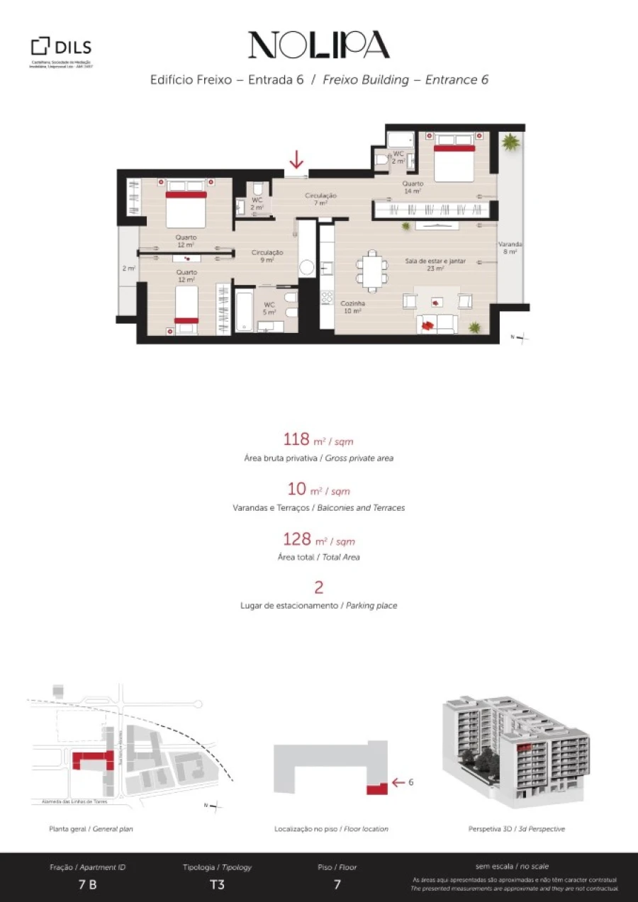 Apartamento T3 para Venda em Lumiar Planta 1