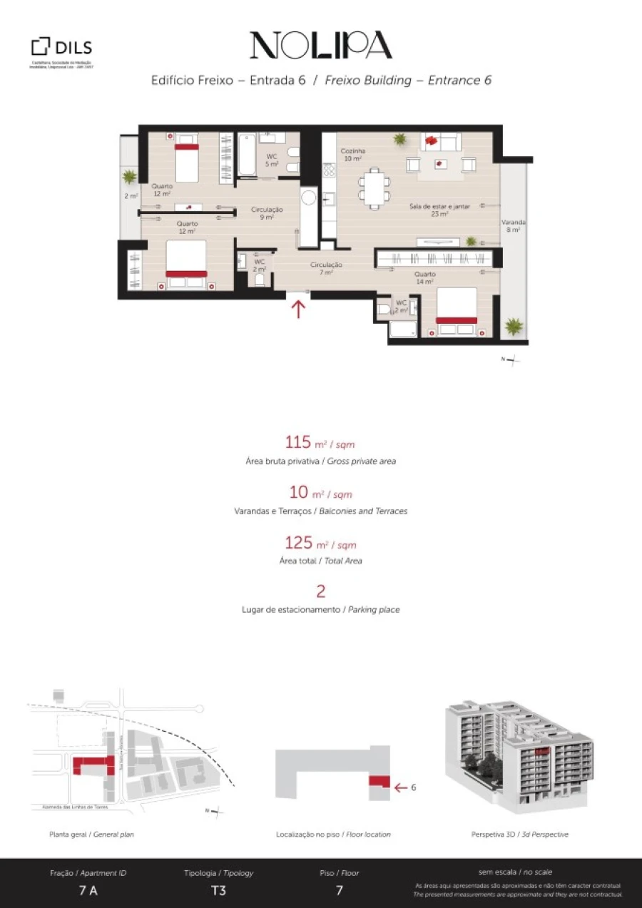 Apartamento T3 para Venda em Lumiar Planta 1