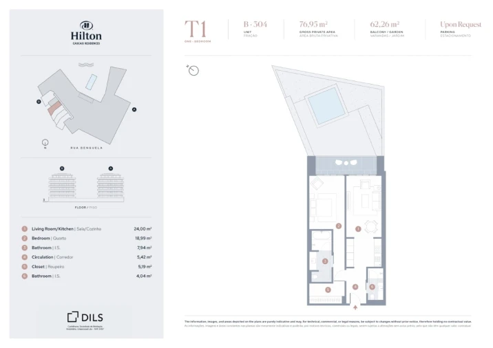 Apartamento T1 para Venda em Carcavelos e Parede Planta 1