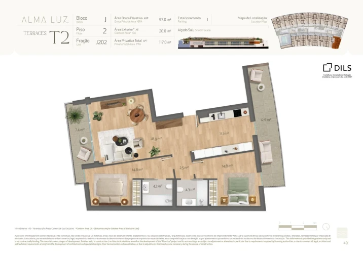 Apartamento T2 para Venda em Santa Luzia Planta 1