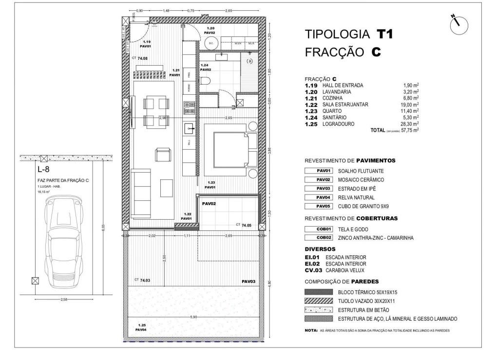 Apartamento T1 para Venda em Pousa Foto 8