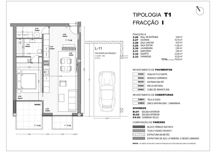 Apartamento T1 para Venda em Pousa Foto 12