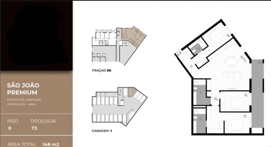 Apartamento T3 para Venda em Pedrouços Planta 1