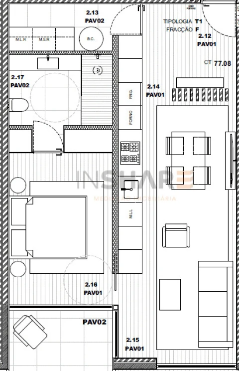 Apartamento T1 para Venda em Pousa