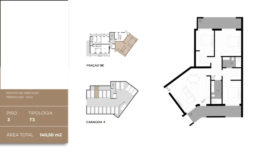 Apartamento T3 para Venda em Pedrouços Planta 1