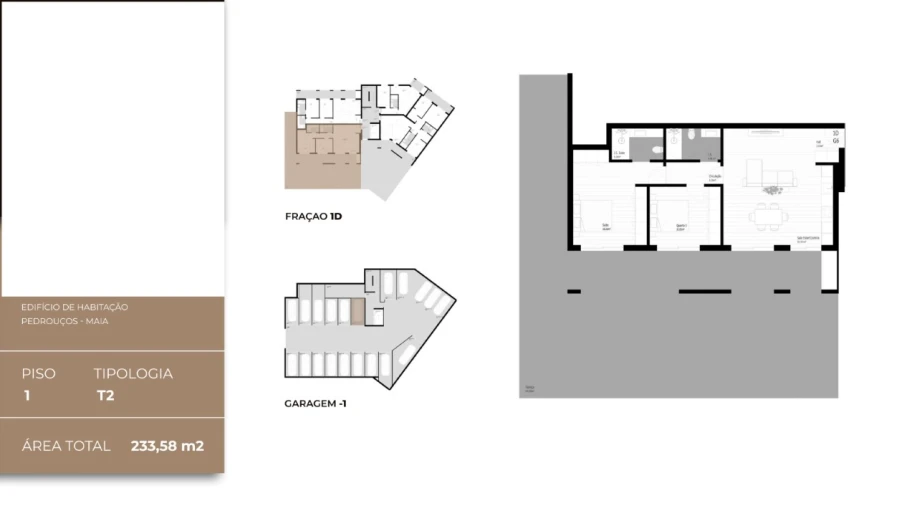 Apartamento T2 para Venda em Pedrouços Planta 1