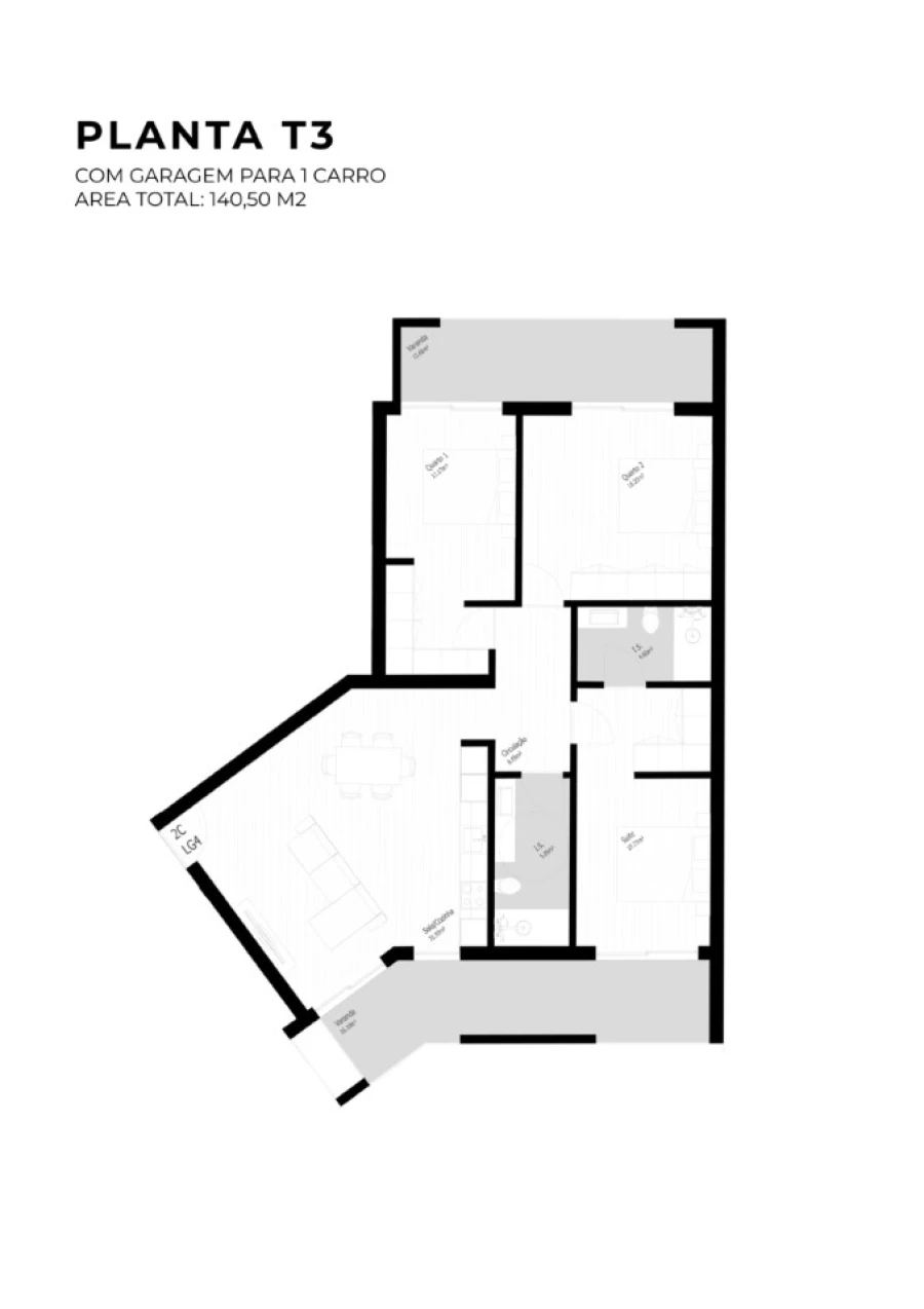 Apartamento T3 para Venda em Pedrouços Planta 1