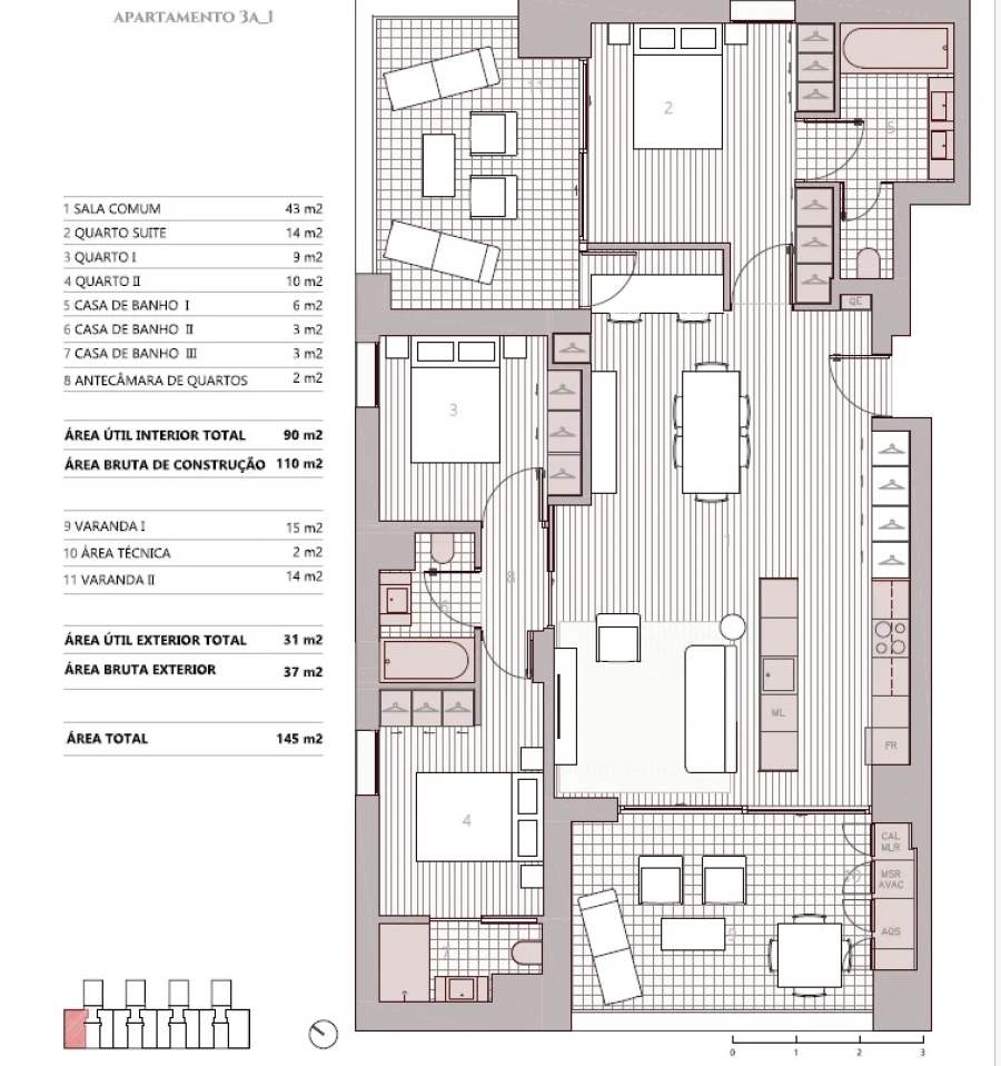 Apartamento T3 para Venda em Ramalde Planta 1