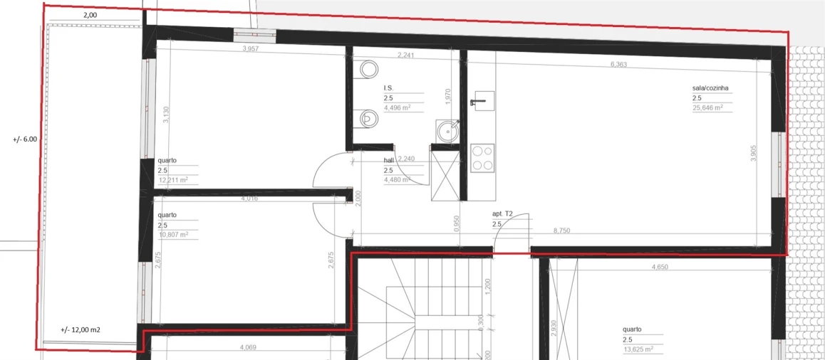 Apartamento T2 para Venda em Viseu Planta 2