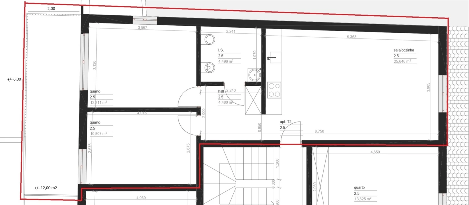 Apartamento T2 para Venda em Viseu Planta 2