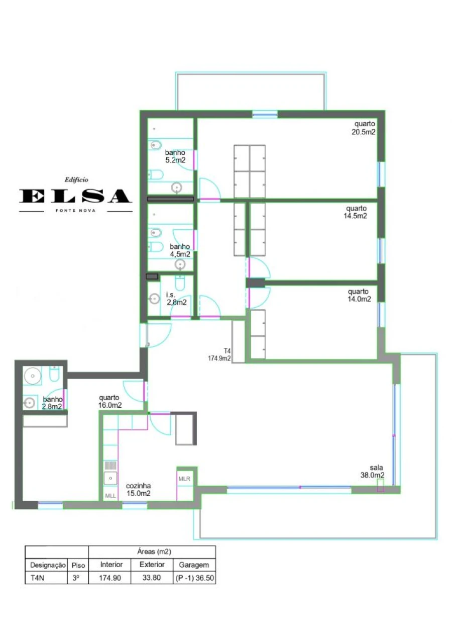 Apartamento T4 para Venda em Glória e Vera Cruz Planta 1