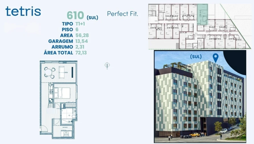 Apartamento T1 para Venda em Mafamude e Vilar do Paraíso Planta 1
