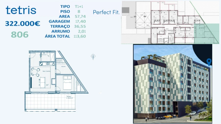 Apartamento T1 para Venda em Mafamude e Vilar do Paraíso Planta 1
