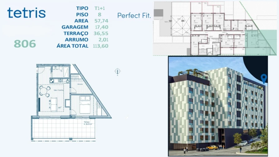 Apartamento T1 para Venda em Mafamude e Vilar do Paraíso Planta 1