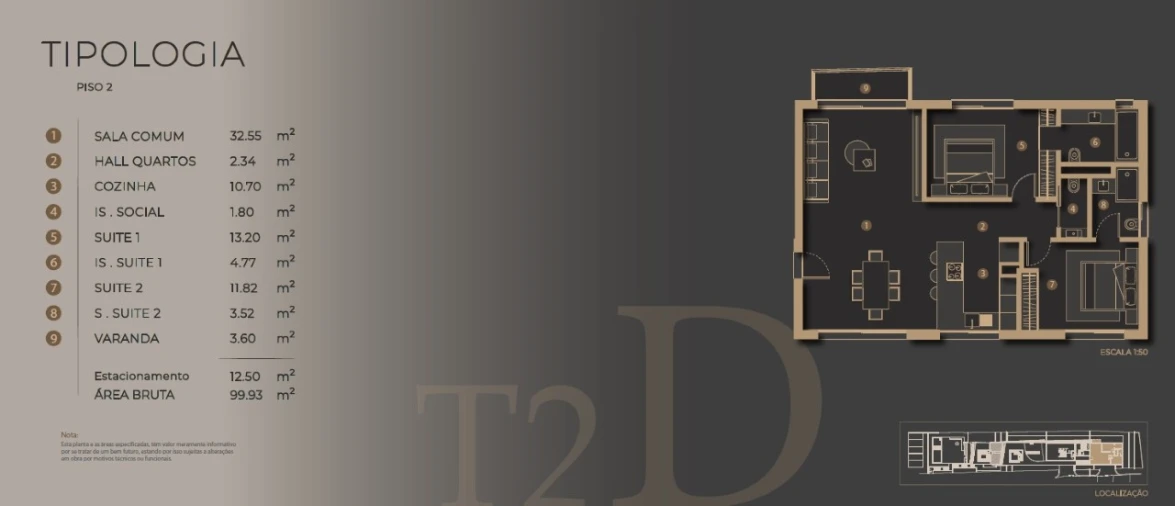 Apartamento T2 para Venda em São Martinho Planta 1