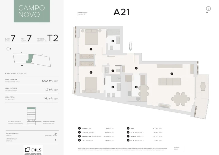 Apartamento T2 para Venda em Lumiar Planta 1