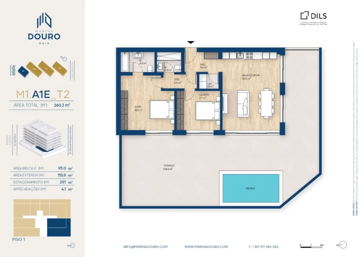 Apartamento T2 para Venda em Canidelo Planta 1