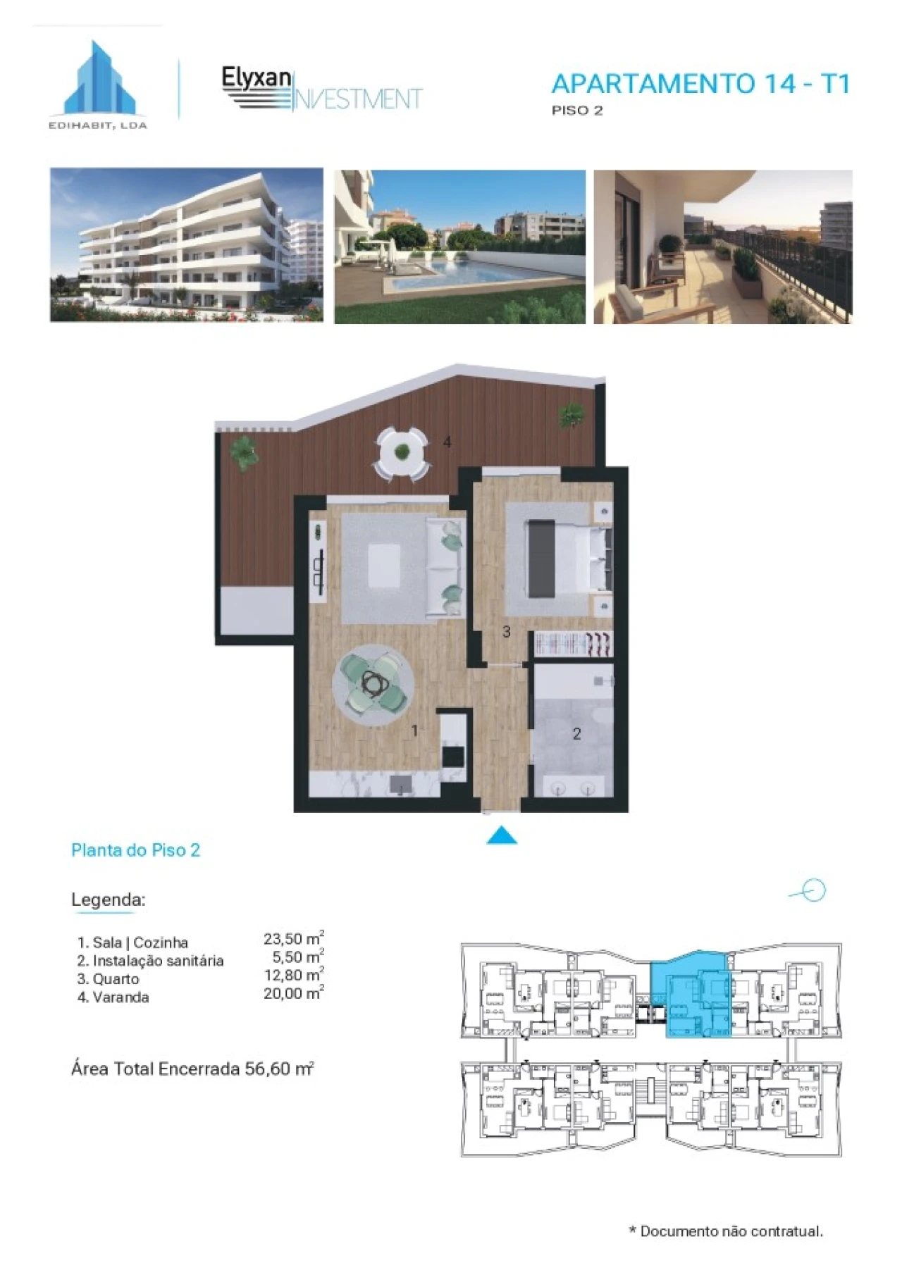 Apartamento T1 para Venda em Portimão Planta 3